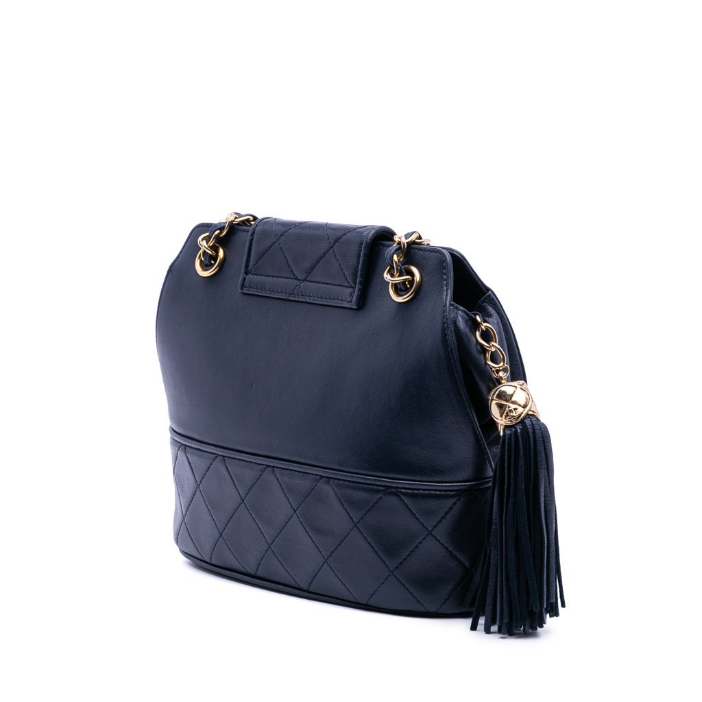 Chanel CC Quilted Lambskin Tassel Flap - Back view