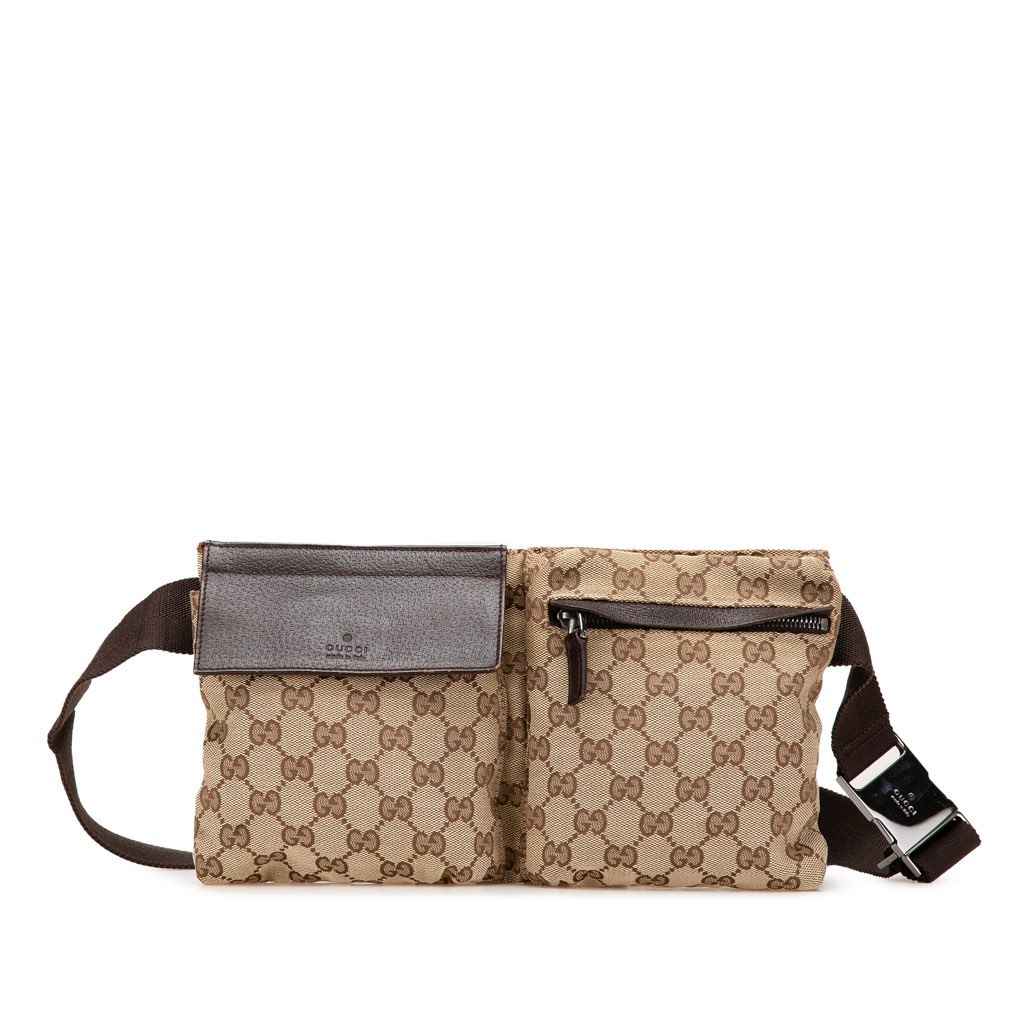 Gucci GG Canvas Double Pocket Belt Bag