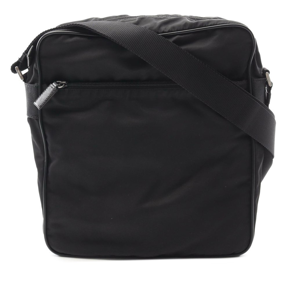 Prada Saffiano Trimmed Tessuto Zip Top Crossbody