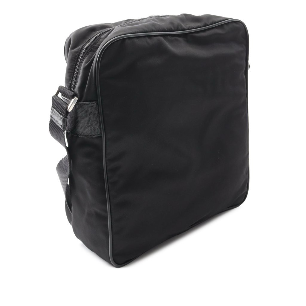 Prada Saffiano Trimmed Tessuto Zip Top Crossbody - Back view