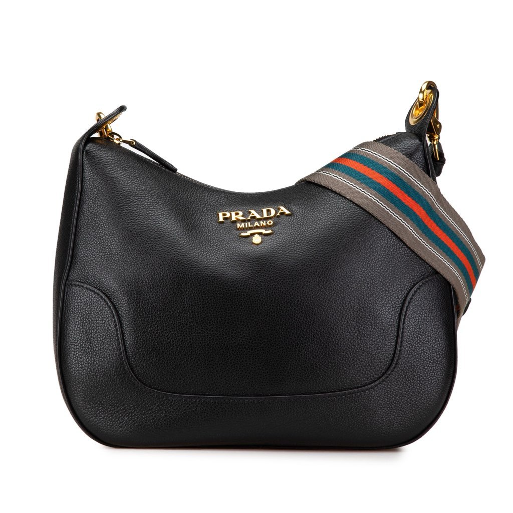 Prada Vitello Phenix Striped Strap Crossbody