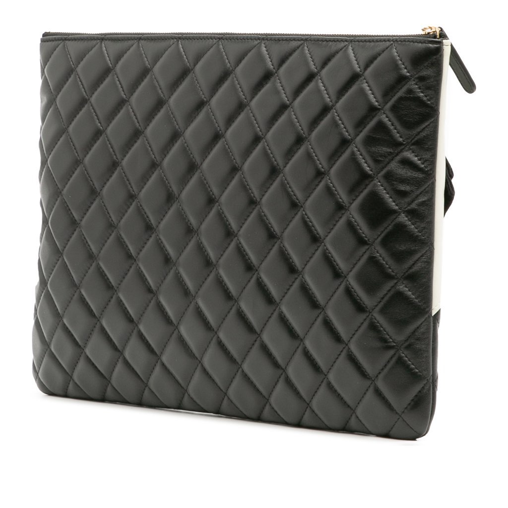 Chanel Large Quilted Lambskin Camellia O Case Clutch - Back view