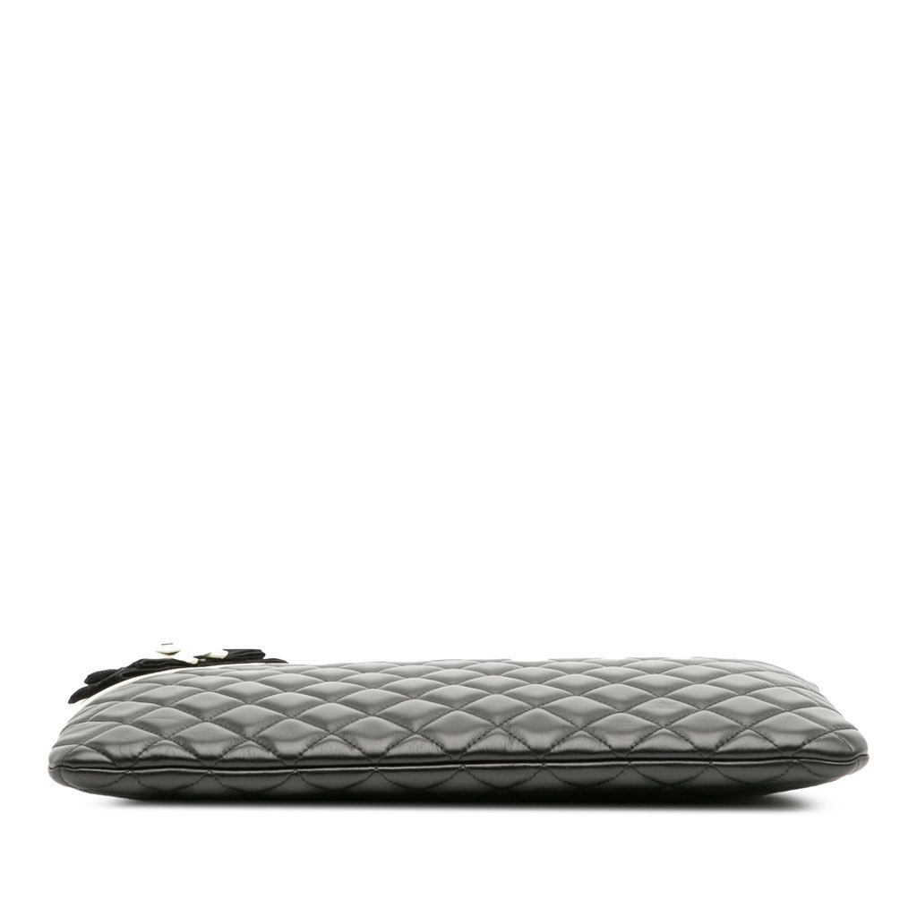 Chanel Large Quilted Lambskin Camellia O Case Clutch - Image 6
