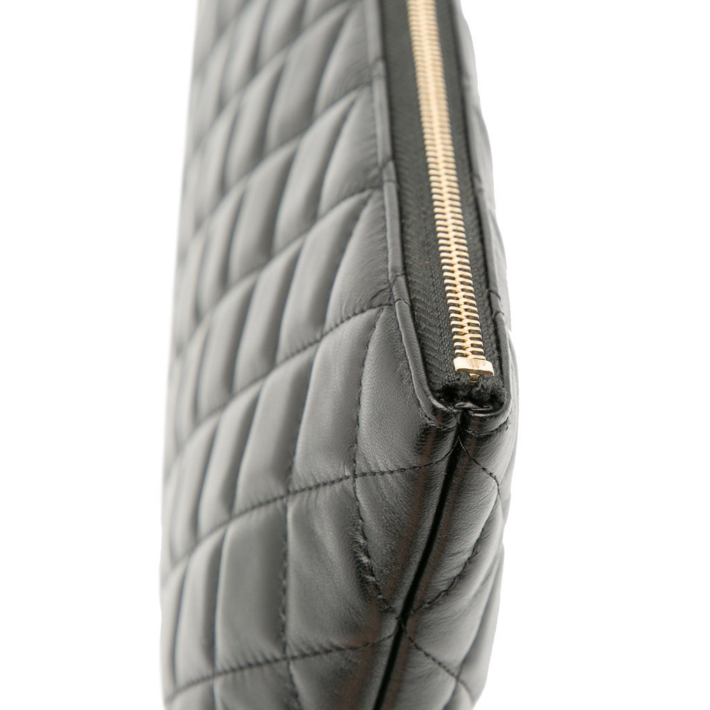 Chanel Large Quilted Lambskin Camellia O Case Clutch - Image 10