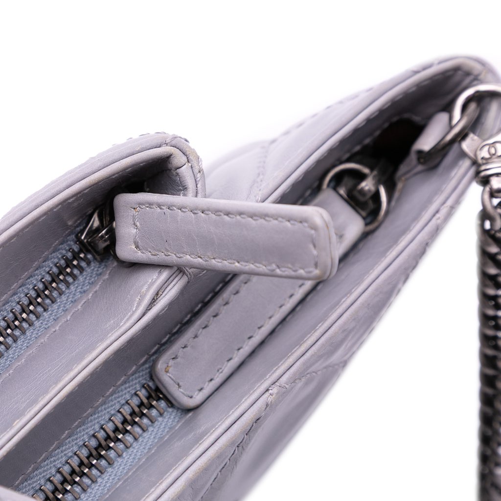 Chanel Quilted Glazed Calfskin Coco Pleats Chain Clutch - Image 14