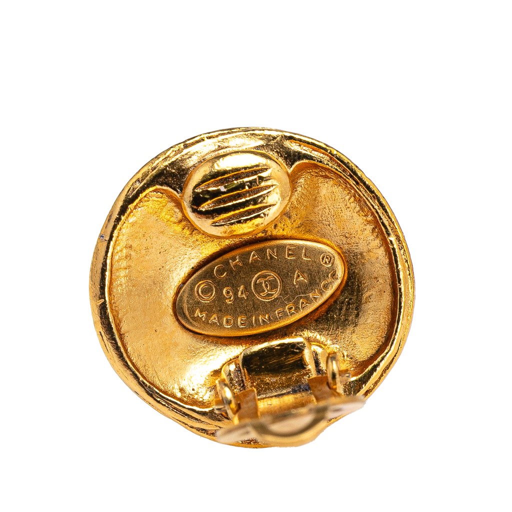 Chanel CC Gold Plated Round Clip On Earrings - 3