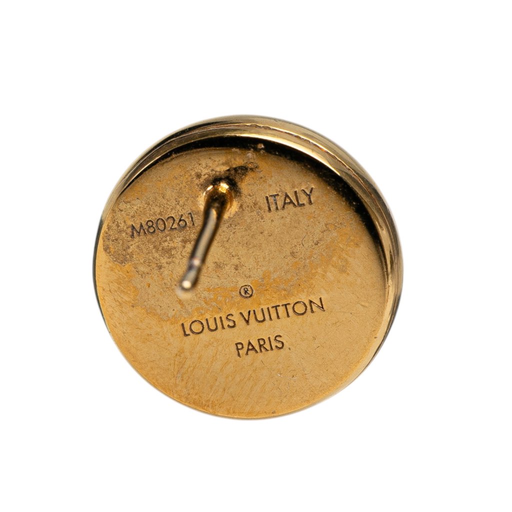 Louis Vuitton Gold Plated Boucle de Reuil Maxi Studs LV Stellar Push Back Earrings - 5
