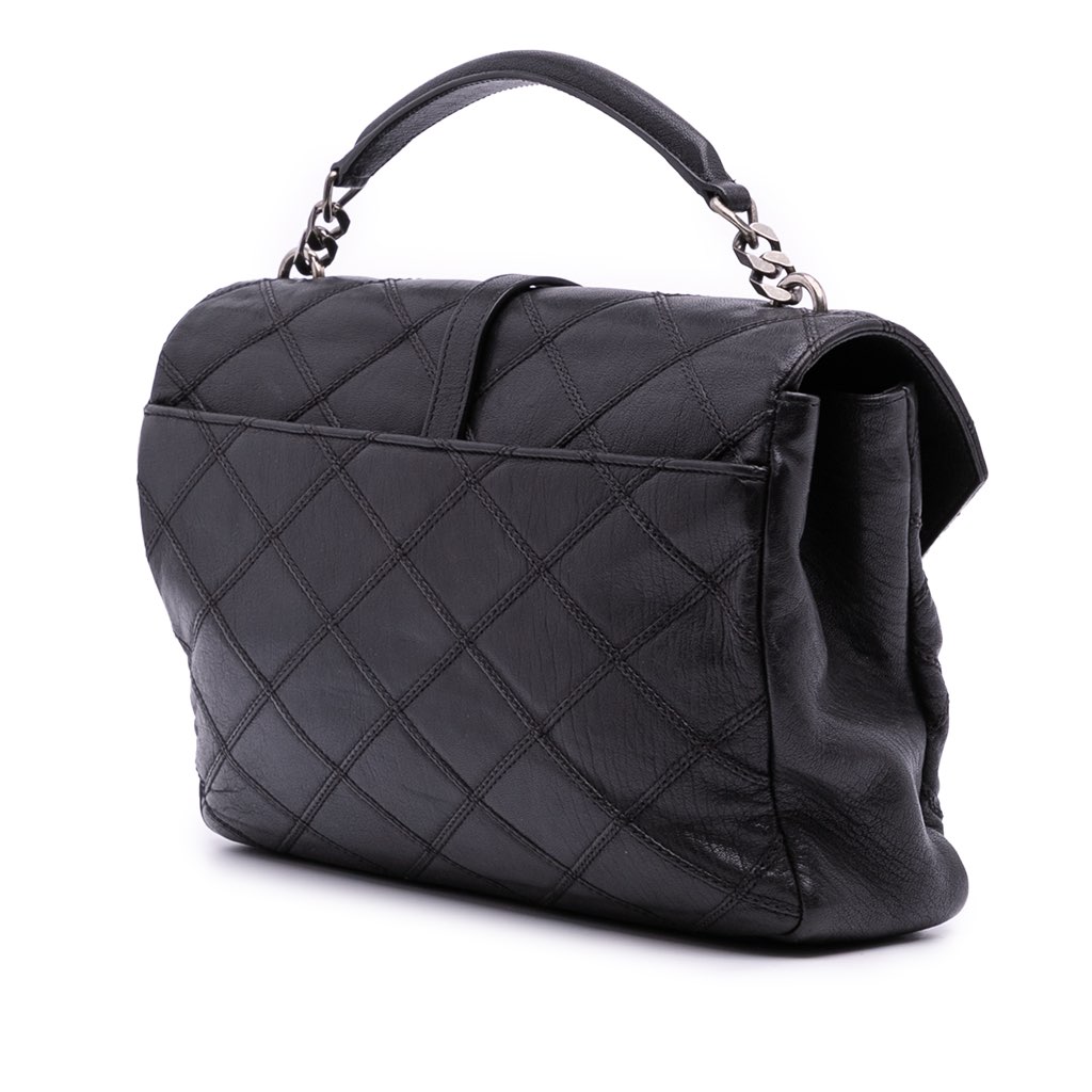 Saint Laurent Large Quilted Diamond Calfskin Monogram College Satchel - 2