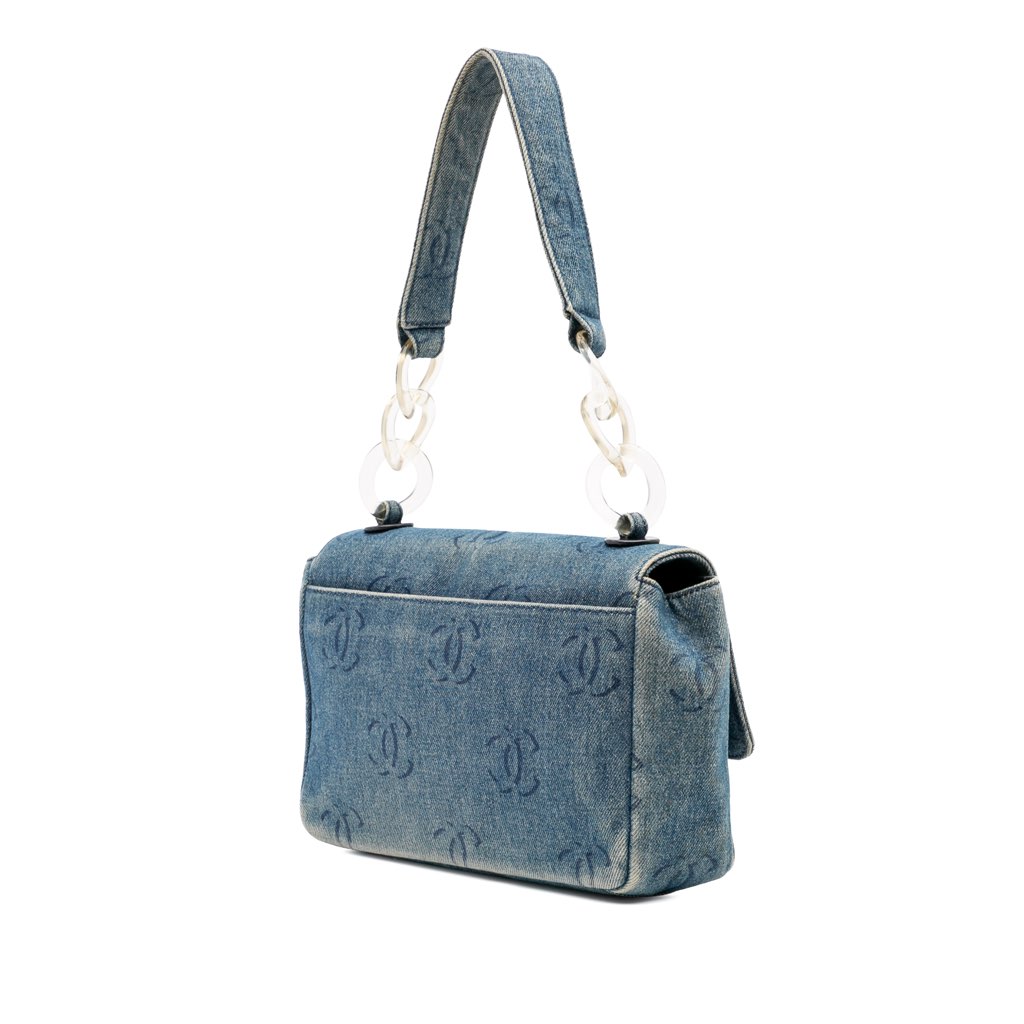 Chanel CC Printed Denim Single Flap - Back view