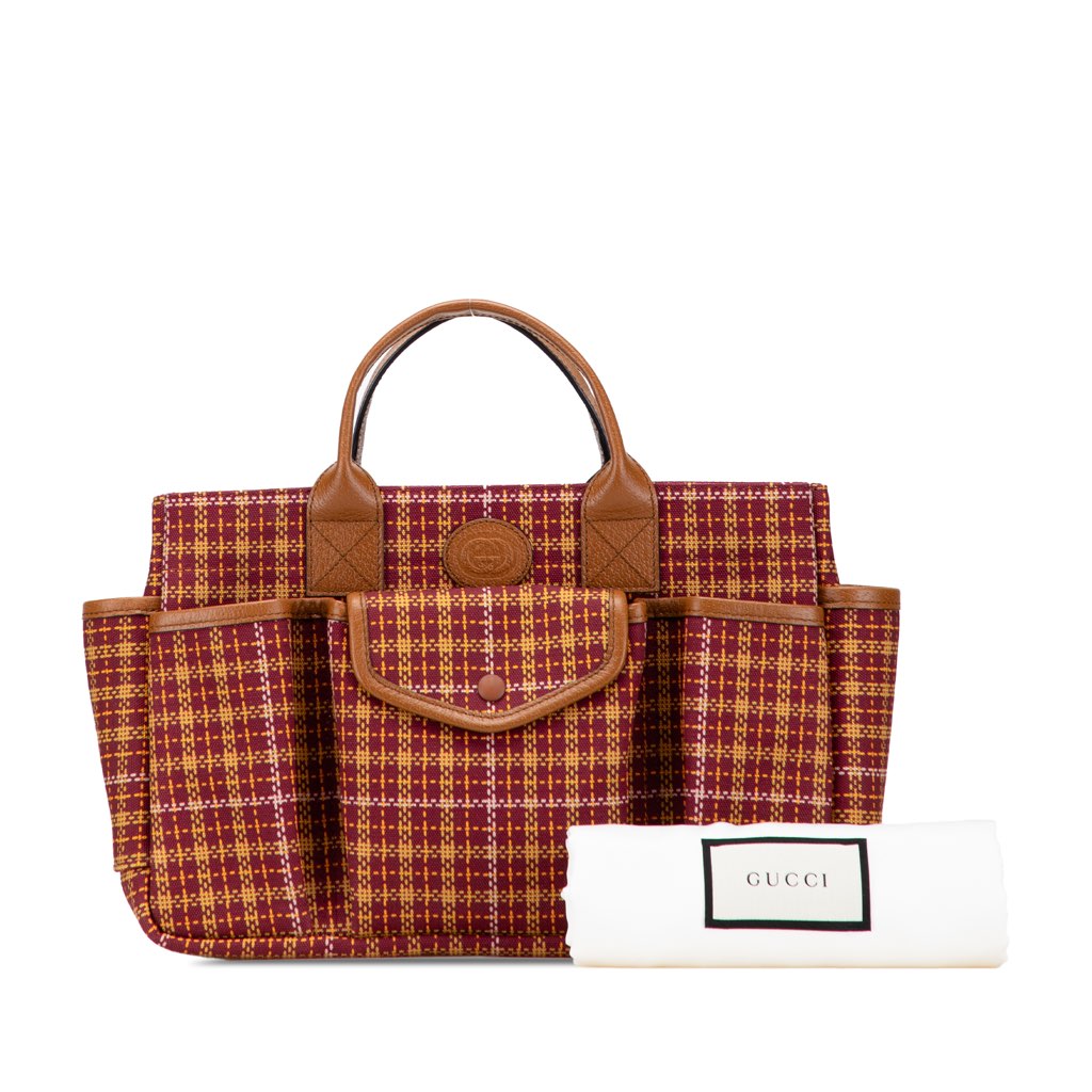 Gucci Checkered Wool Childrens Pocket Handbag - Image 13