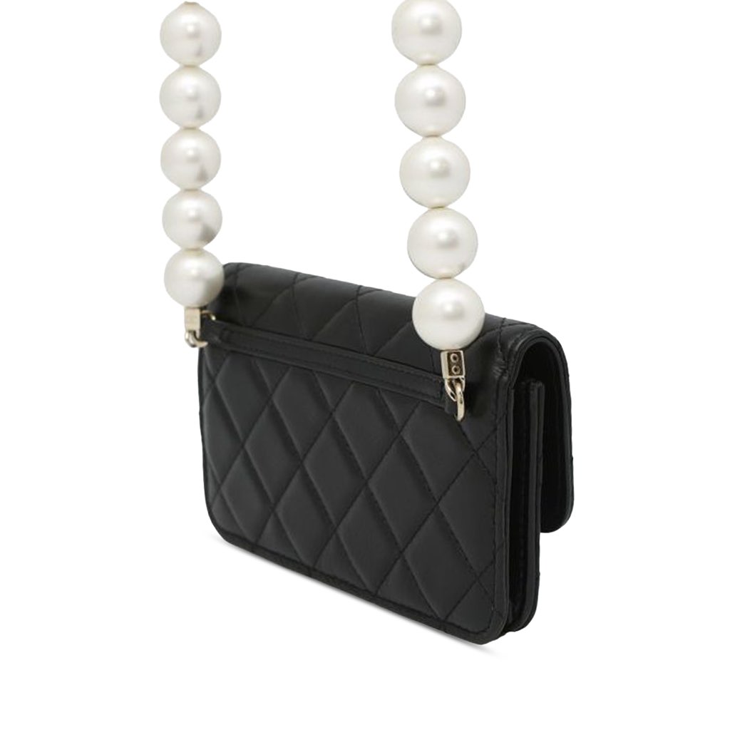 Chanel Quilted Lambskin Maxi Pearls Wallet on Chain - 2