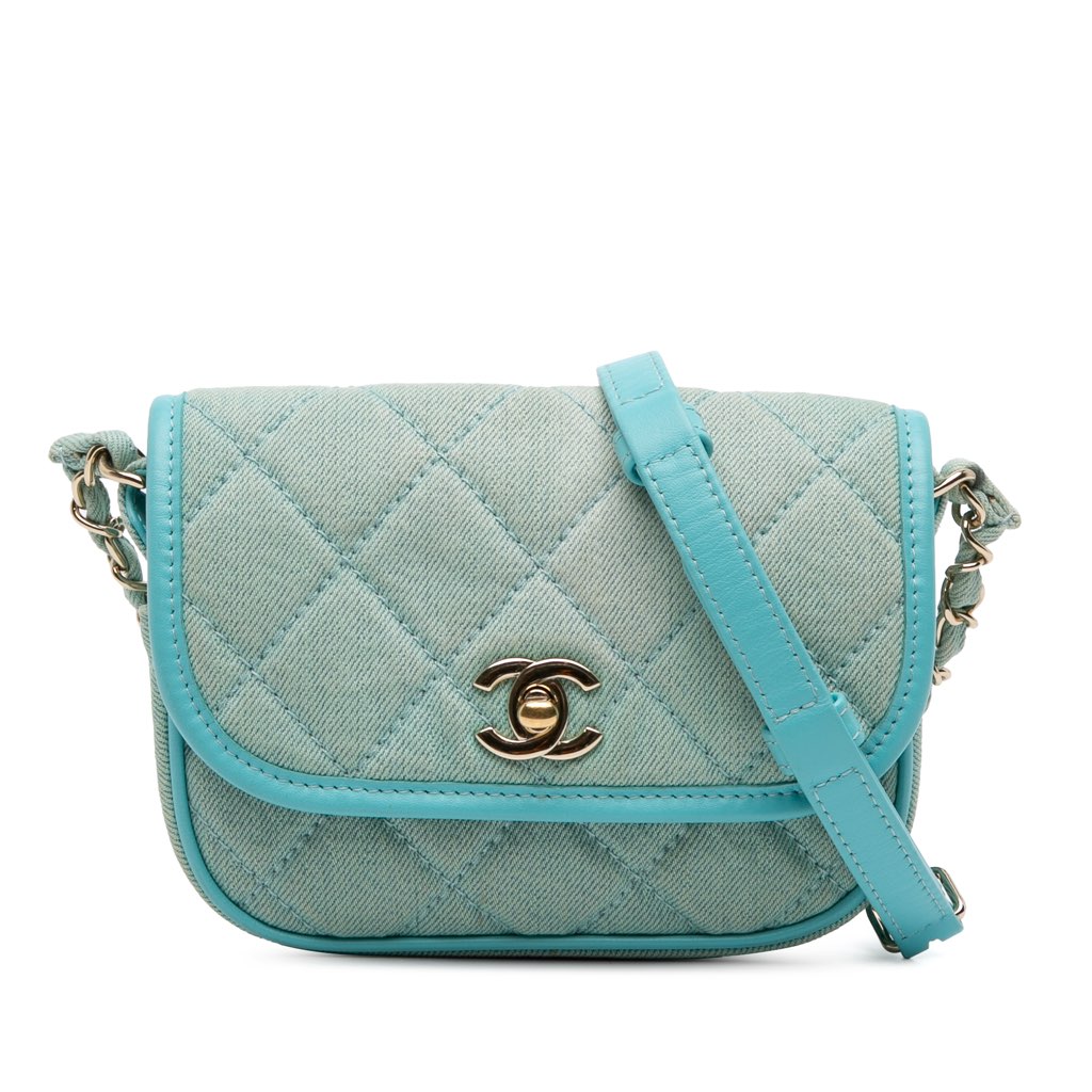 Chanel Mini CC Quilted Denim Messenger Flap