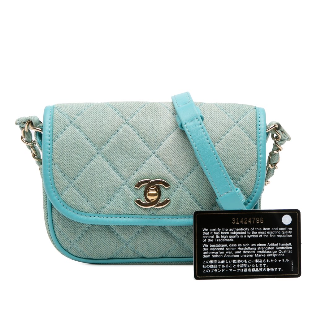 Chanel Mini CC Quilted Denim Messenger Flap - Image 12