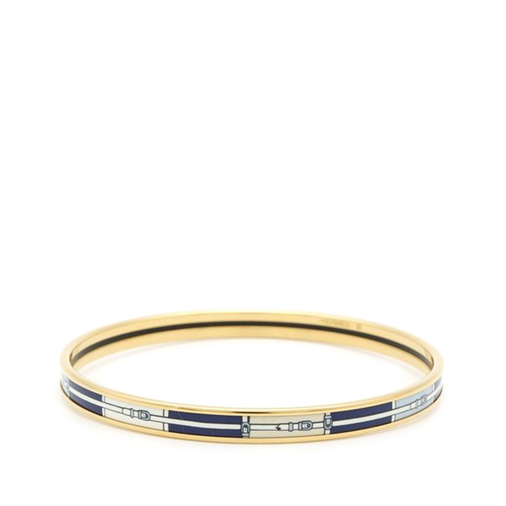 Hermès Narrow Belt Pattern Enamel Cloisonne Bangle 65 - 2