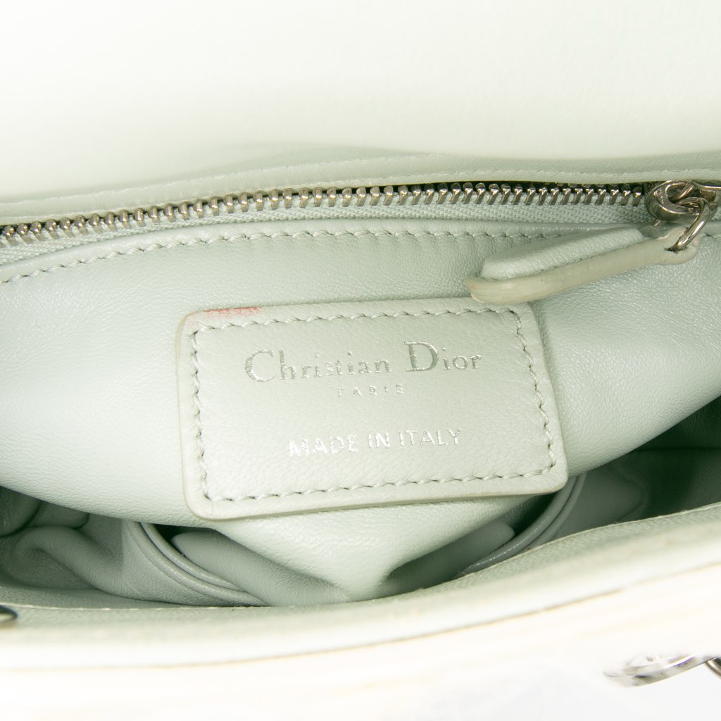 Dior Mini Ruffled Floral Fabric Embellished Lambskin Lady Dior - 5