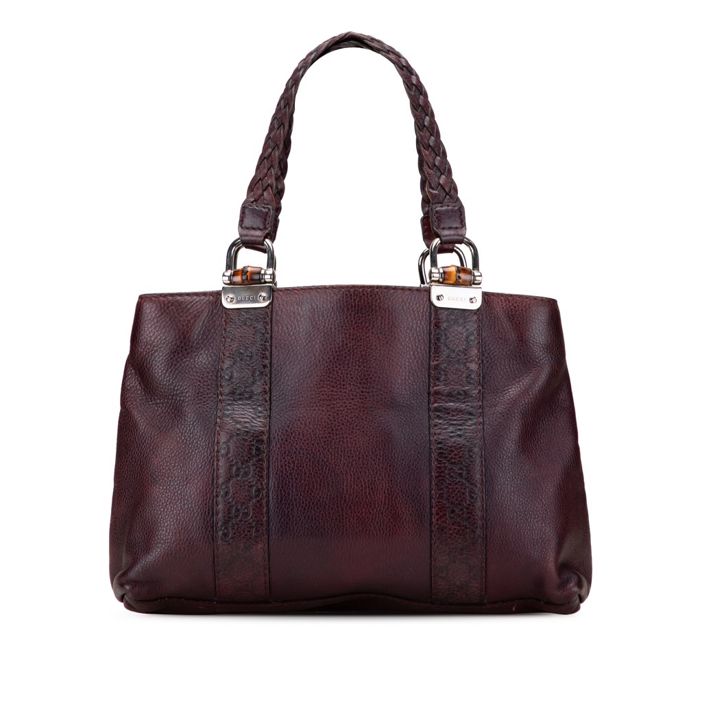 Gucci Guccissima Trimmed Leather Bamboo Libeccio Tote
