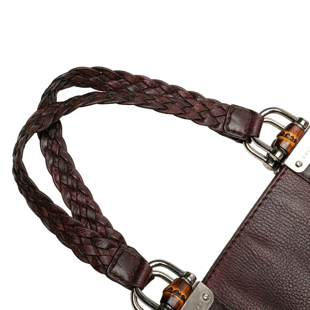 Gucci Guccissima Trimmed Leather Bamboo Libeccio Tote - Image 12