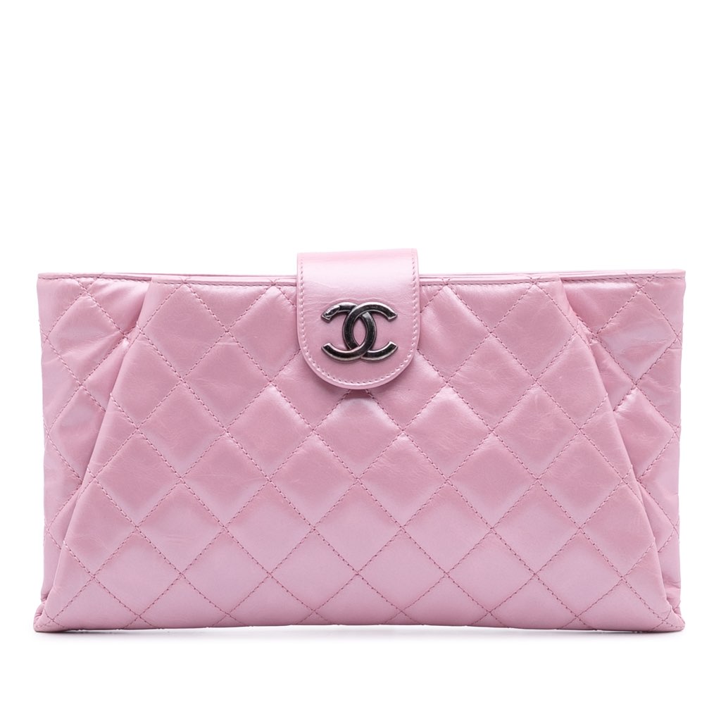 Chanel Quilted Glazed Calfskin Coco Pleats Clutch