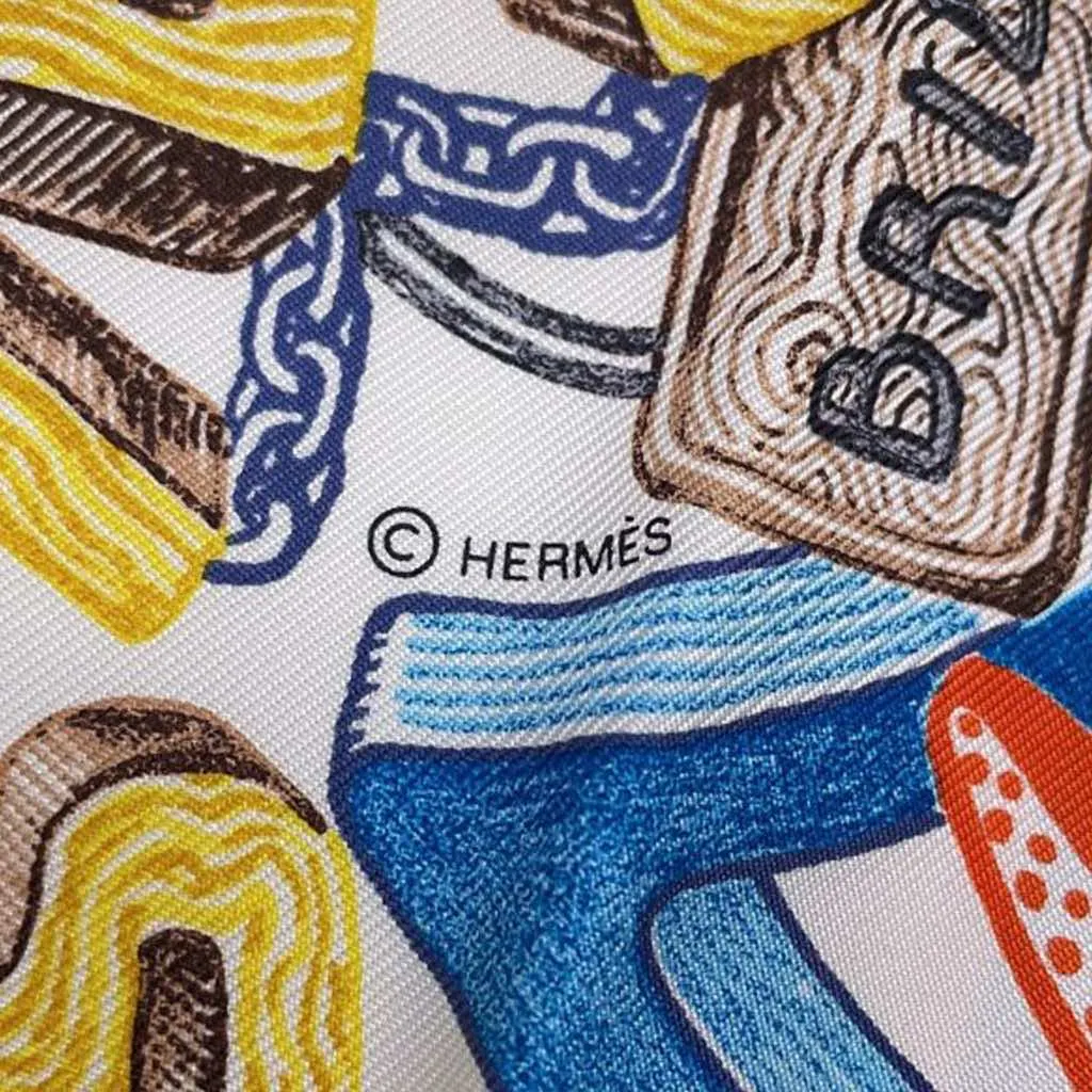 Hermès Gavroche Chevaloscope Neon Pointille Silk Scarf Blue Silk Good - Back View