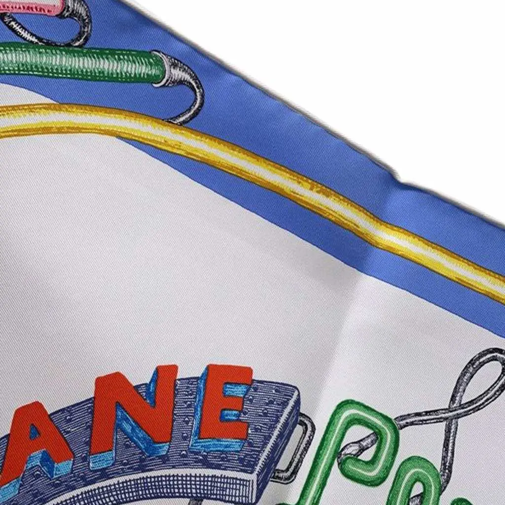 Hermès Gavroche Chevaloscope Neon Pointille Silk Scarf Blue Silk Good - Model View