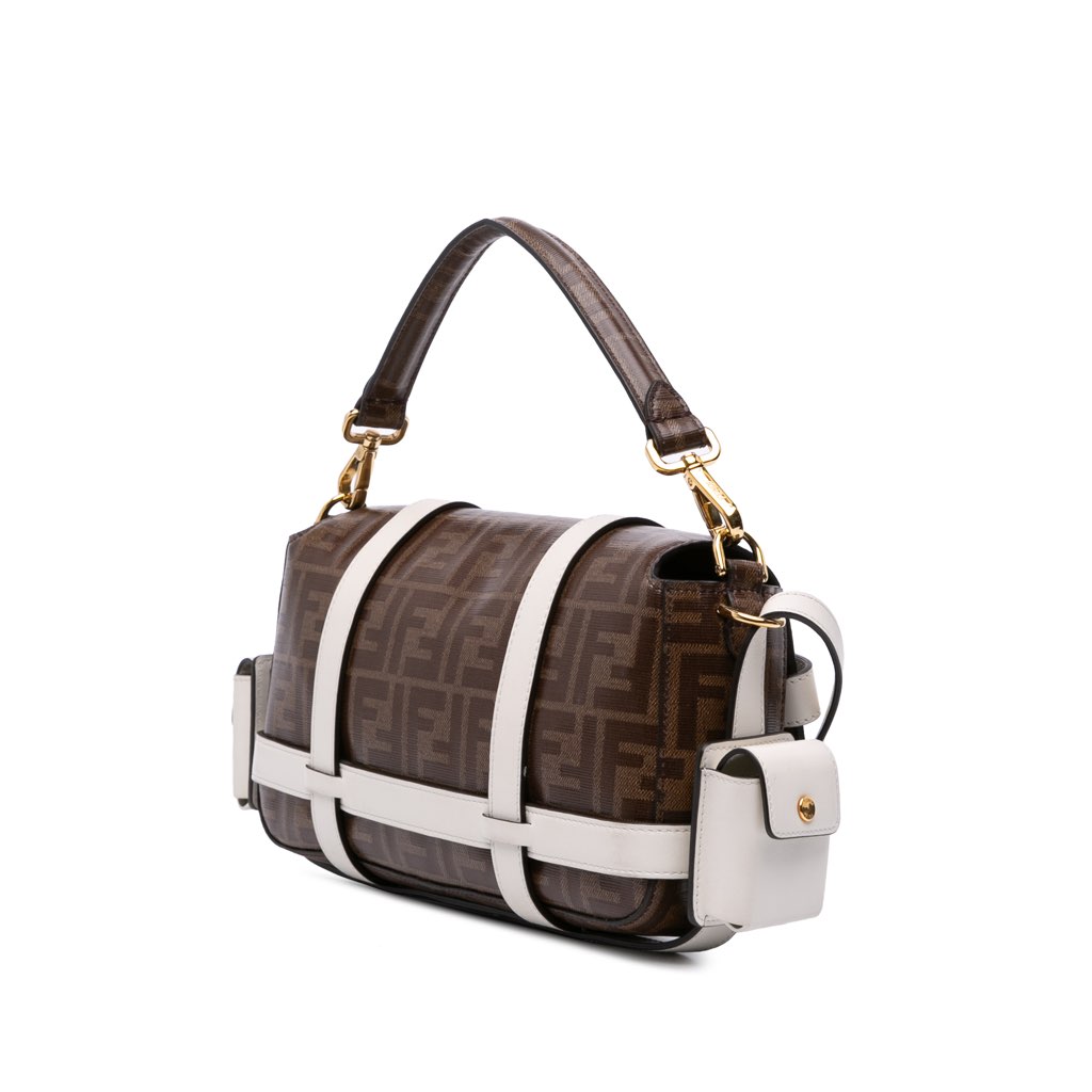 Fendi Zucca Glazed Fabric Cage Baguette Satchel - Back view