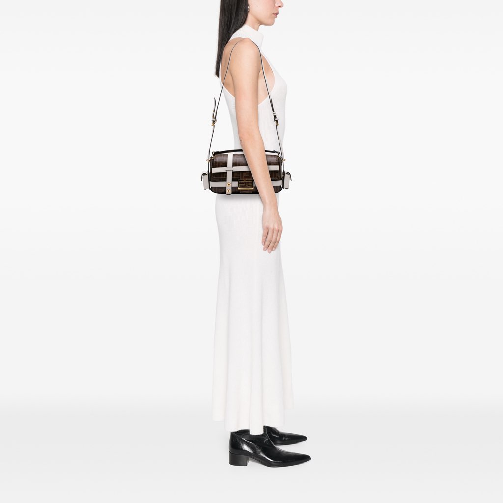 Fendi Zucca Glazed Fabric Cage Baguette Satchel - Image 13