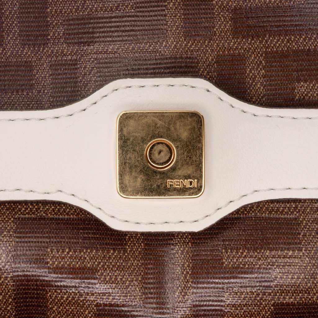 Fendi Zucca Glazed Fabric Cage Baguette Satchel - Image 10