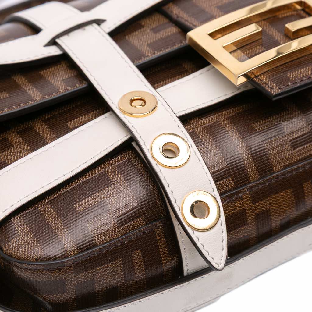 Fendi Zucca Glazed Fabric Cage Baguette Satchel - Image 12