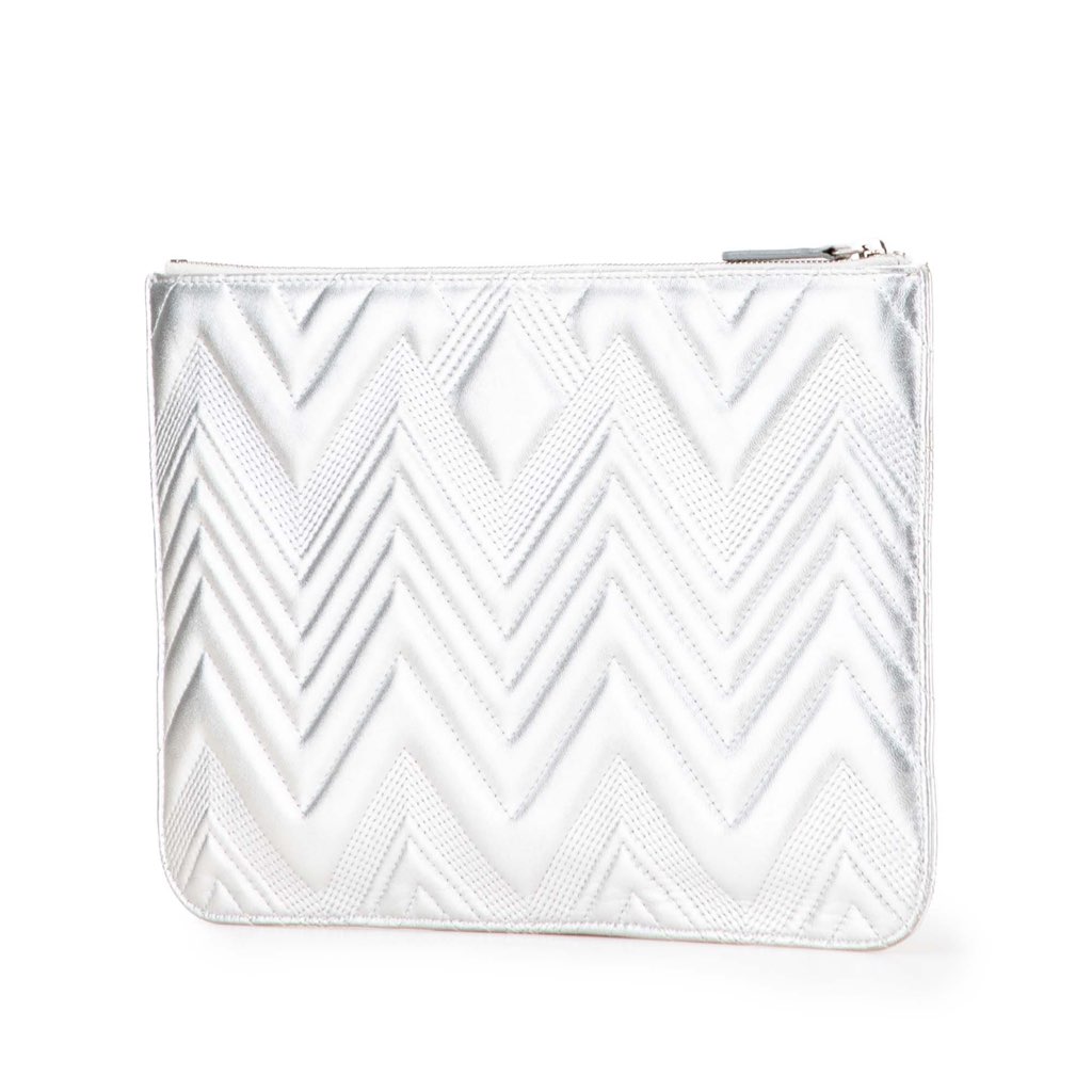 Chanel Medium Metallic Chevron Calfskin O Case Clutch - Back view