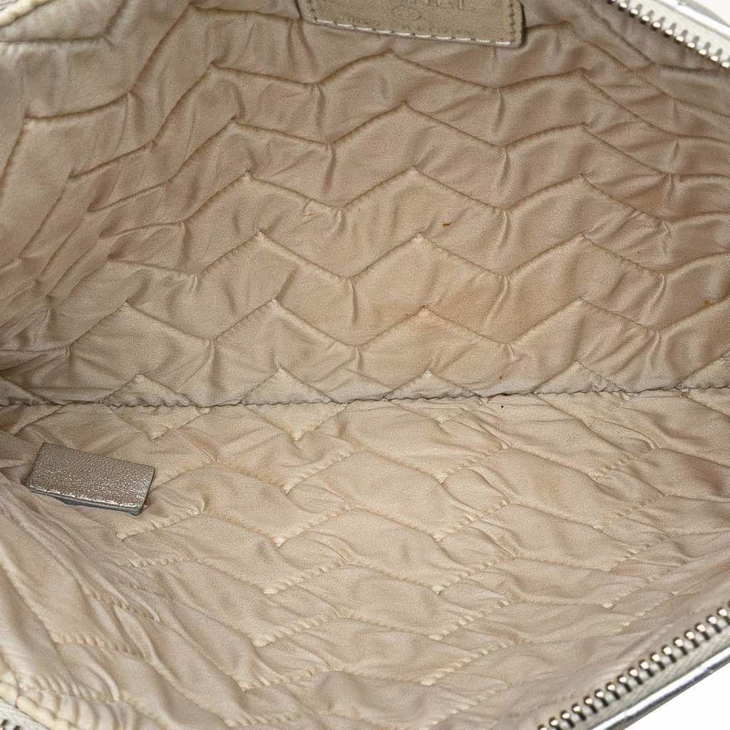 Chanel Medium Metallic Chevron Calfskin O Case Clutch - 4