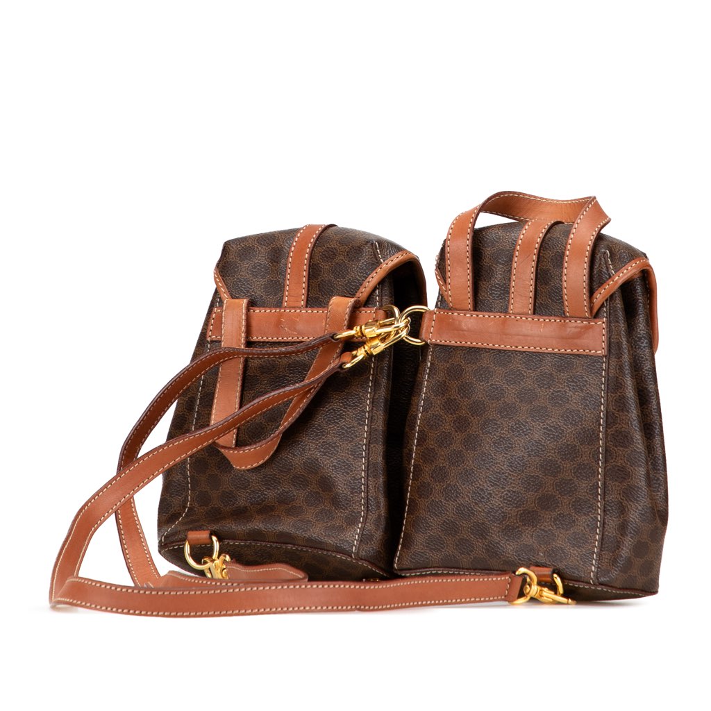 Celine Mini Macadam Coated Canvas Twin Backpack - Back view