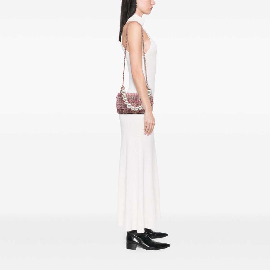 Chanel Mini Tweed Pearl Top Handle Flap - Image 13