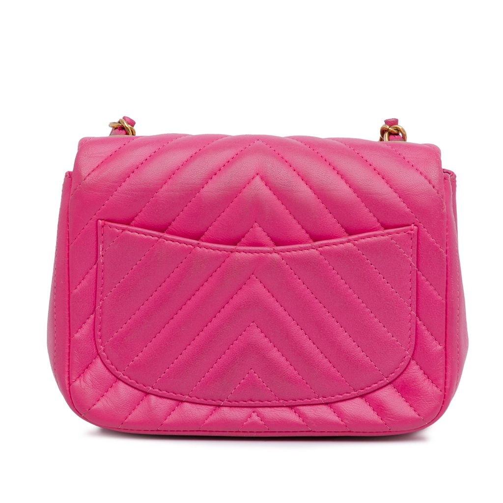Chanel Mini Square Classic Chevron Lambskin Single Flap - Image 6