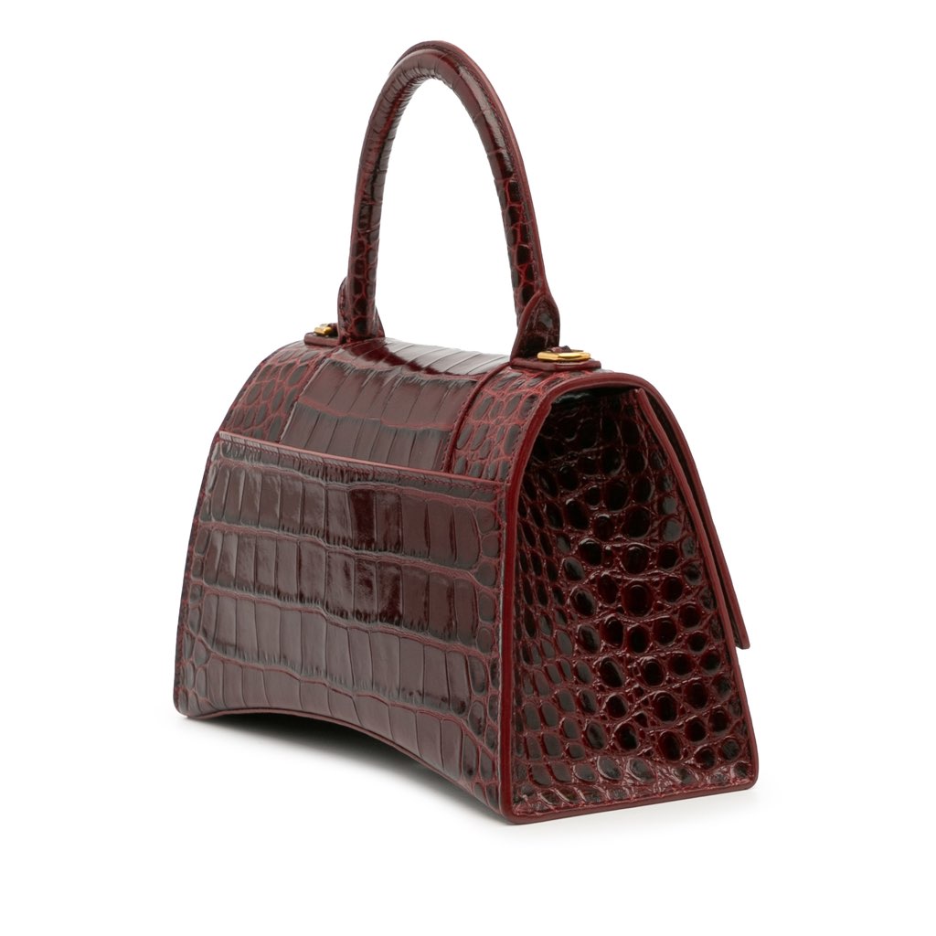 Balenciaga Small Croc Embossed Hourglass Top Handle Bag - 2