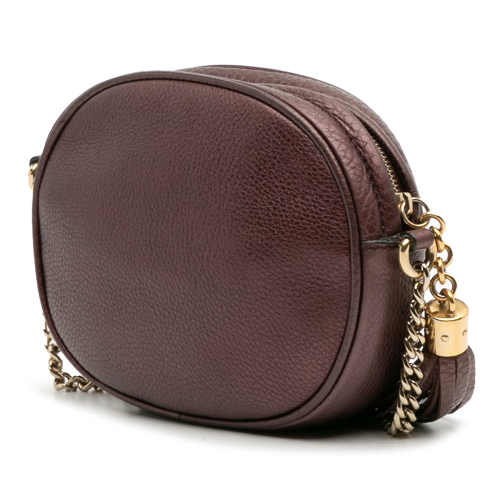 Gucci Mini Metallic Pebbled Calfskin Soho Chain Crossbody - Back view