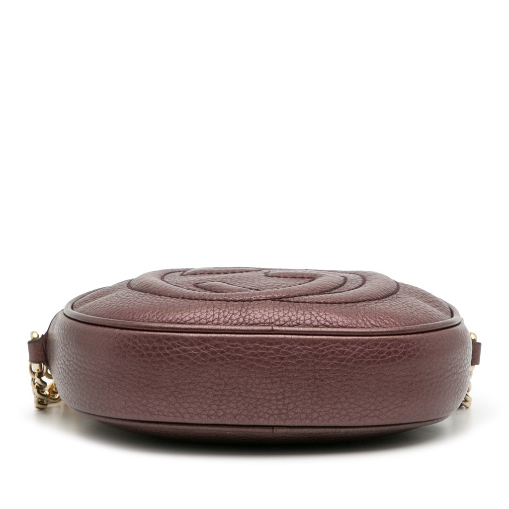 Gucci Mini Metallic Pebbled Calfskin Soho Chain Crossbody - Image 6