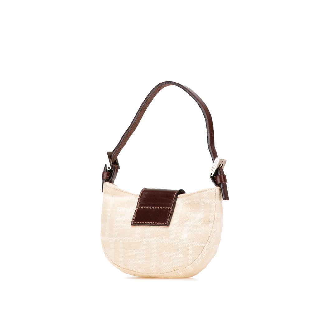 Fendi Mini Zucca Canvas Croissant Handbag - Back view