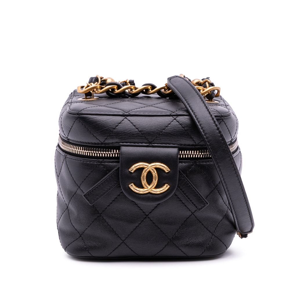Chanel Small CC Quilted Calfskin Vanity Case with Chain