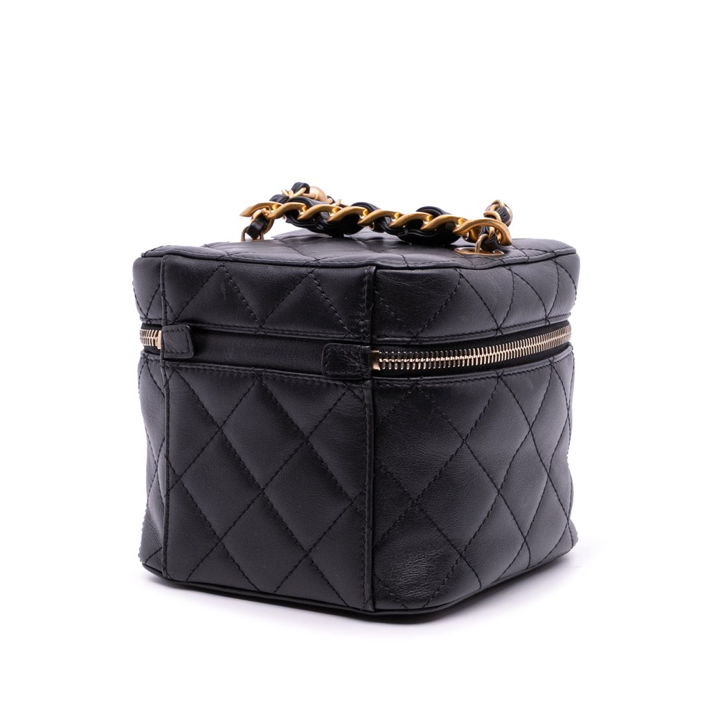 Chanel Small CC Quilted Calfskin Vanity Case with Chain - Back view