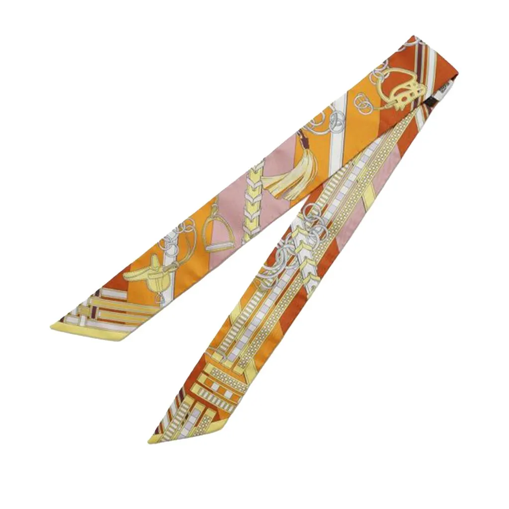 Hermès Brides et Gris-Gris Silk Twilly Scarf Orange Silk Very good - Back View
