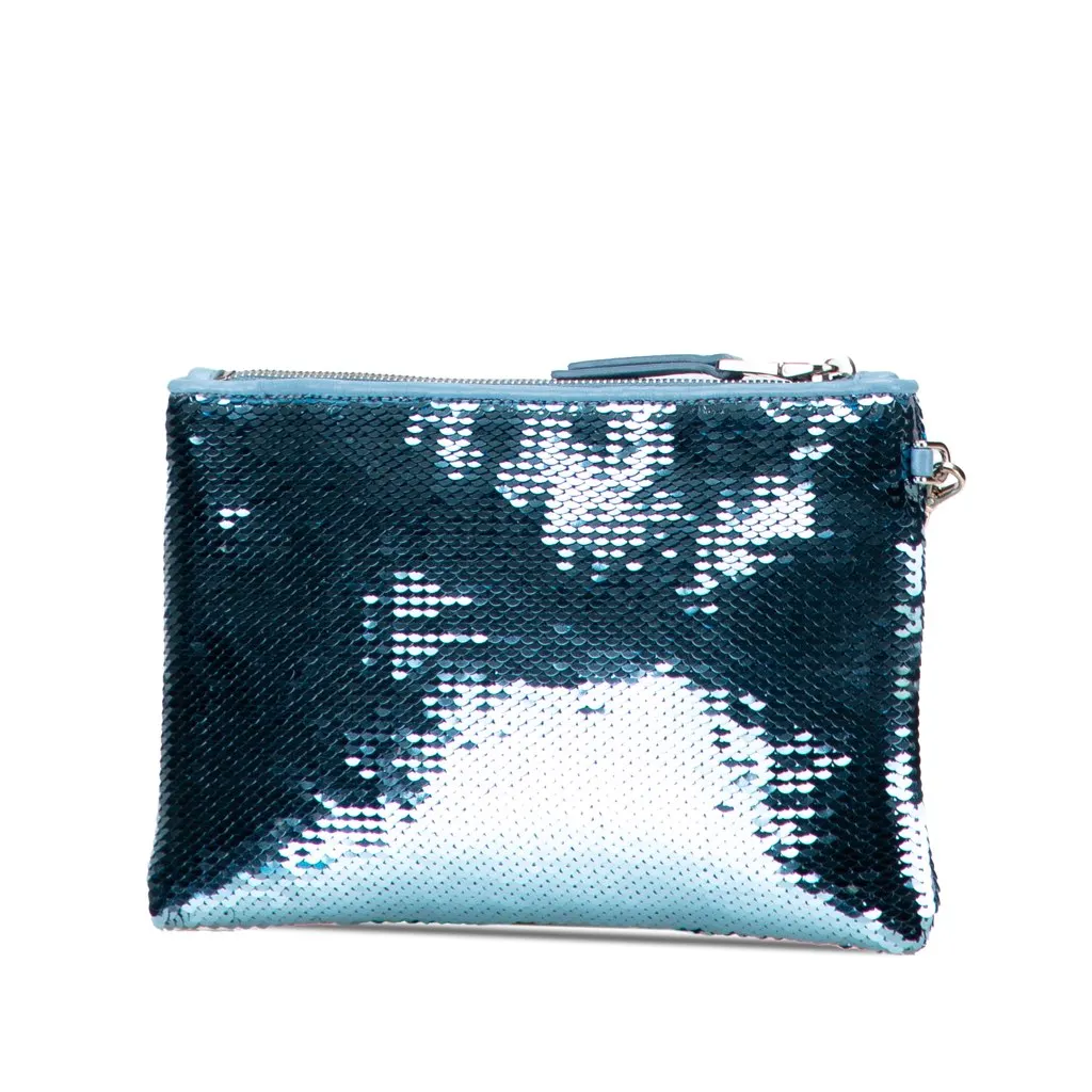 Miu Miu Sequin Clutch Blue Good - Back View