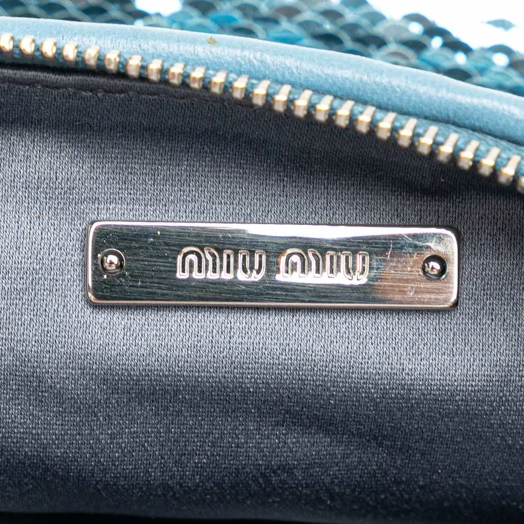 Miu Miu Sequin Clutch Blue Good - Box View