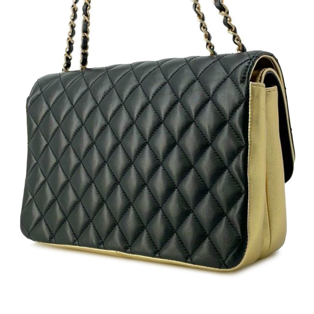 Chanel Medium Quilted Metallic Lambskin CC Chic Double Flap - Back view
