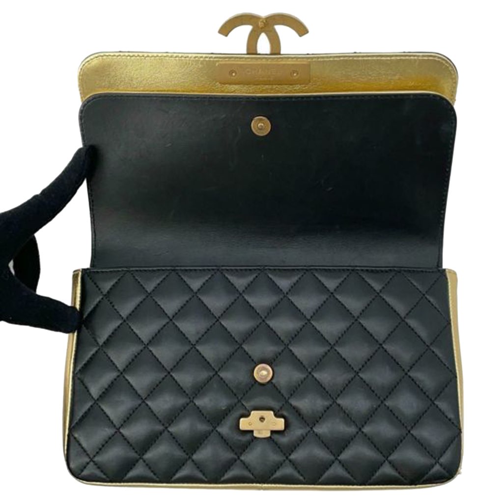 Chanel Medium Quilted Metallic Lambskin CC Chic Double Flap - Side view