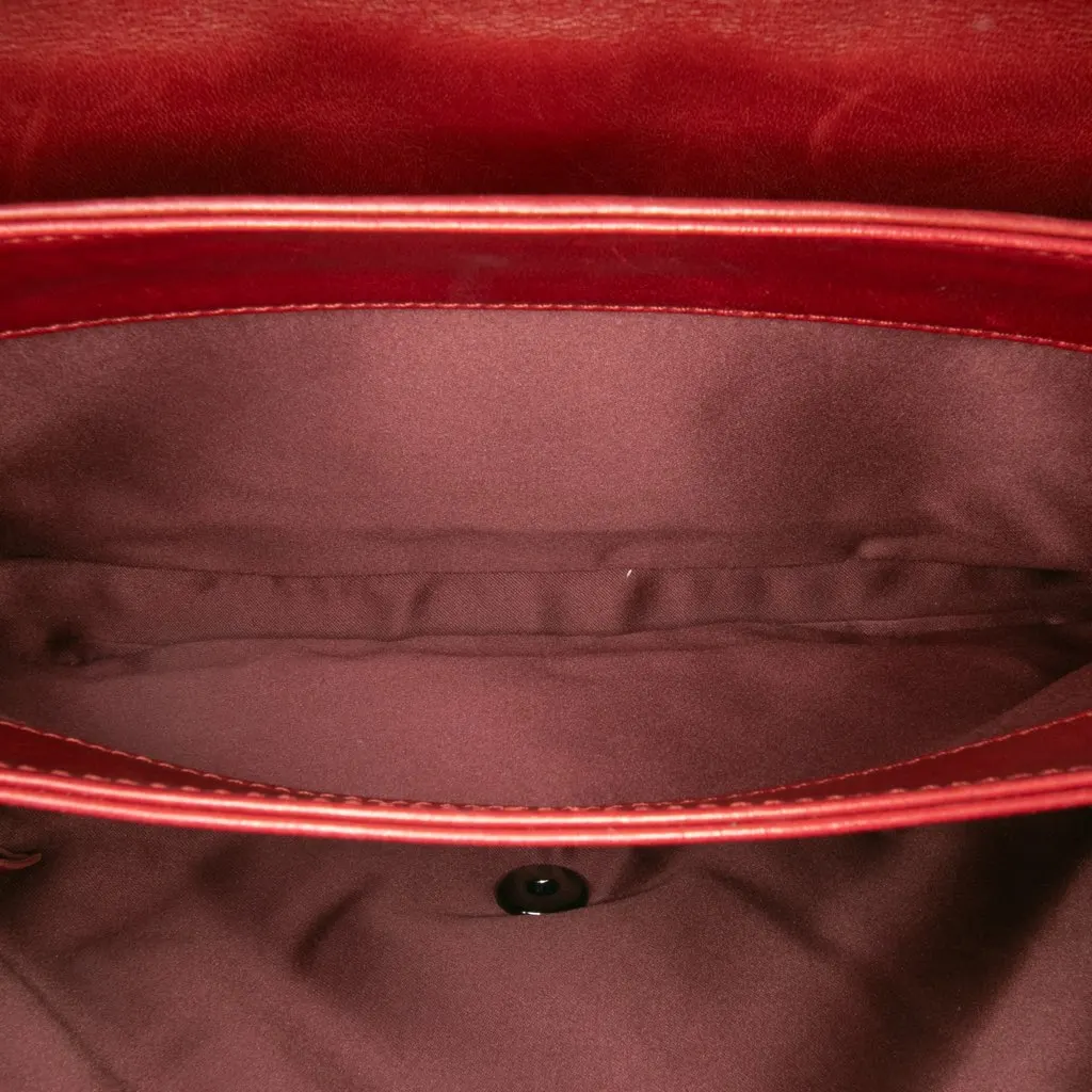 Chanel Medium Quilted Lambskin 3 Accordion Flap Red Leather Good - Model View