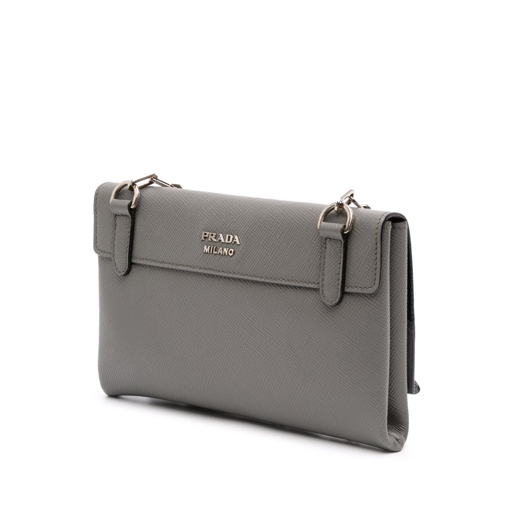 Prada Saffiano Cuir Twist Lock Chain Flap - Back view