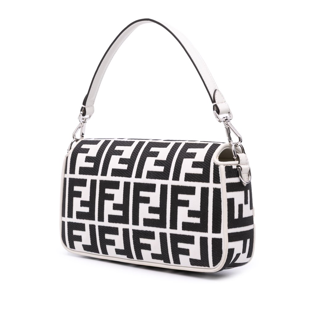 Fendi Zucca Embroidered Canvas Baguette Satchel - Back view