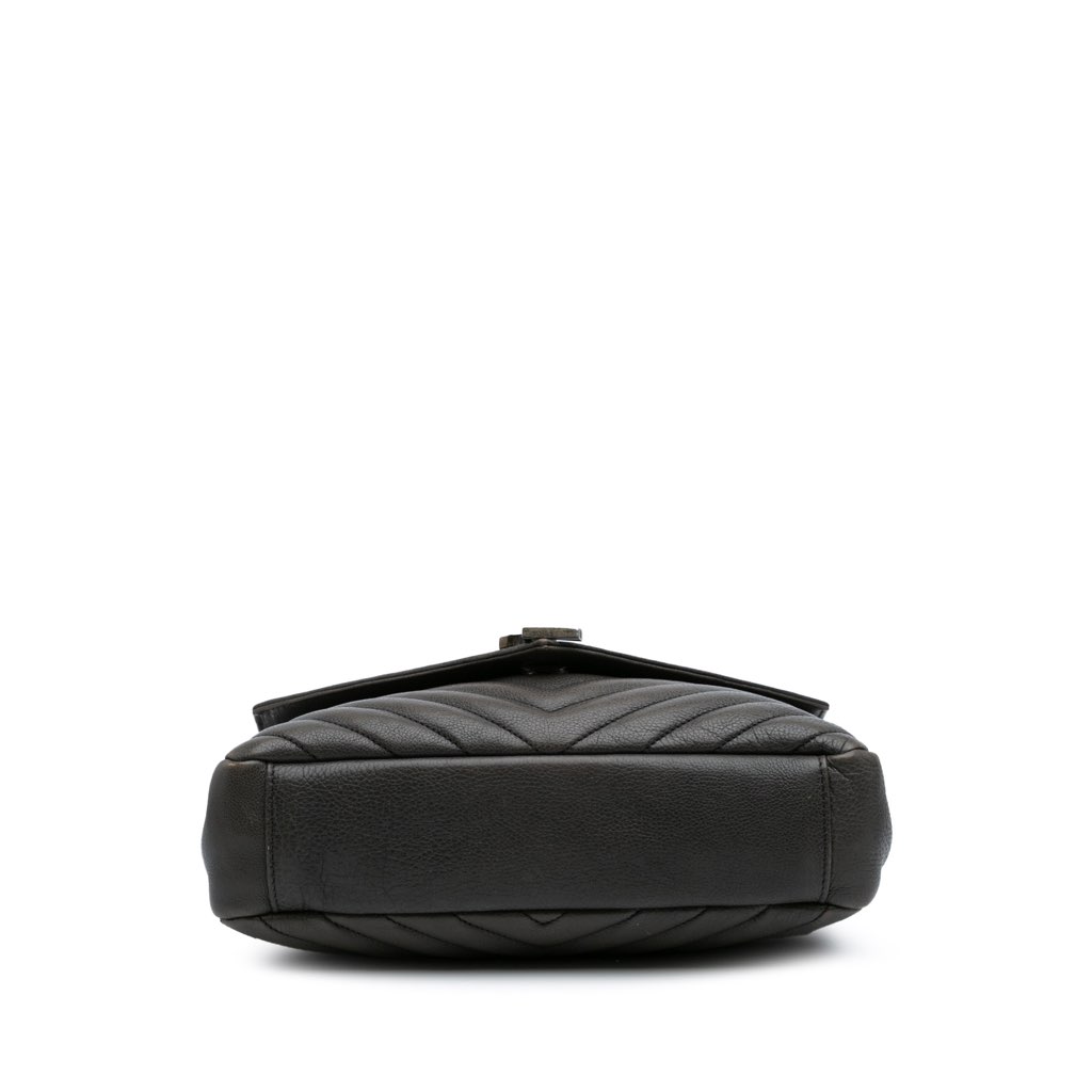Saint Laurent Medium Quilted Chevron Sheepskin College Satchel - 3