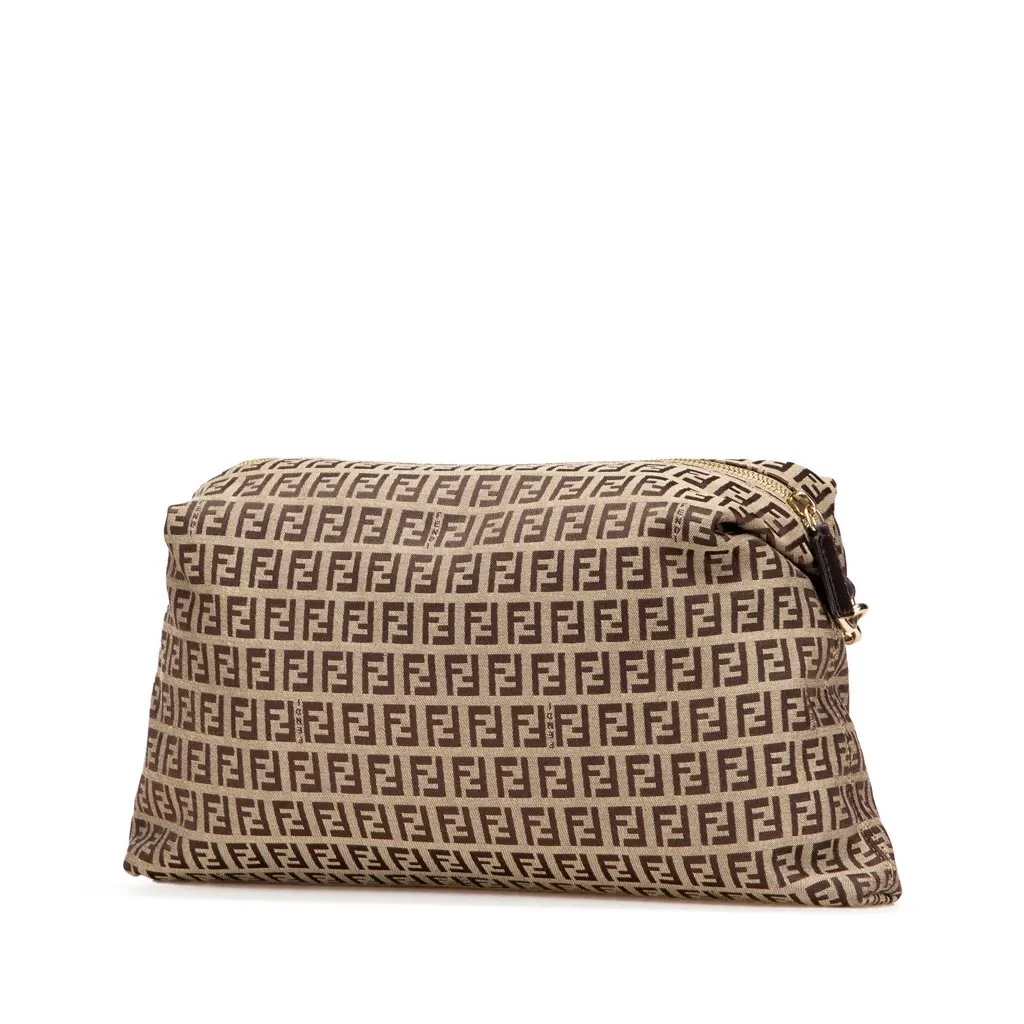 Fendi Zucchino Canvas Crossbody Brown Canvas Very good - Back View