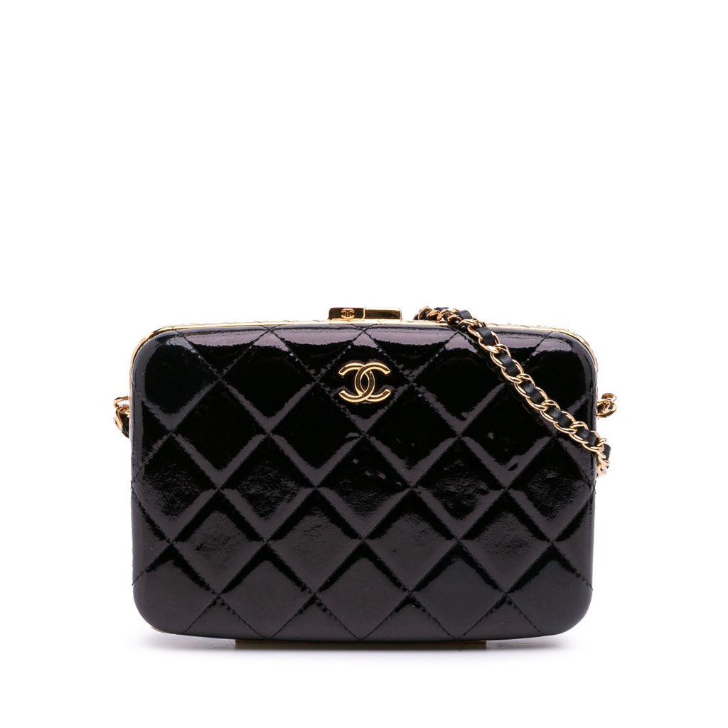 Chanel Large Glazed Goatskin Box With Chain